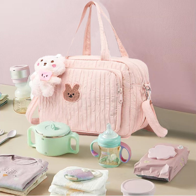 NIKUKY Baby Diaper Bag Tote, Cute Small Crossbody Nappy Mommy Bag, Lightweight Travel & Hospital Multifunction Storage Tote - Image 2